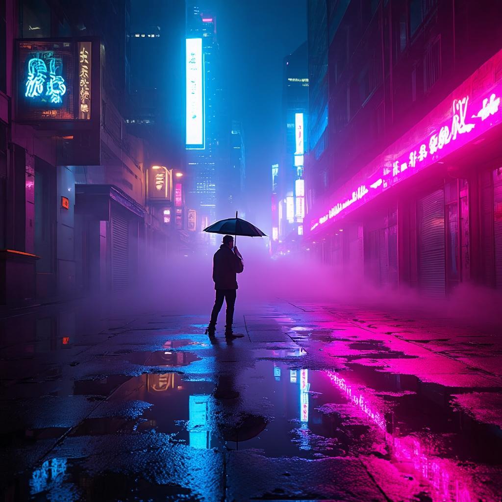 Neon alley reflections